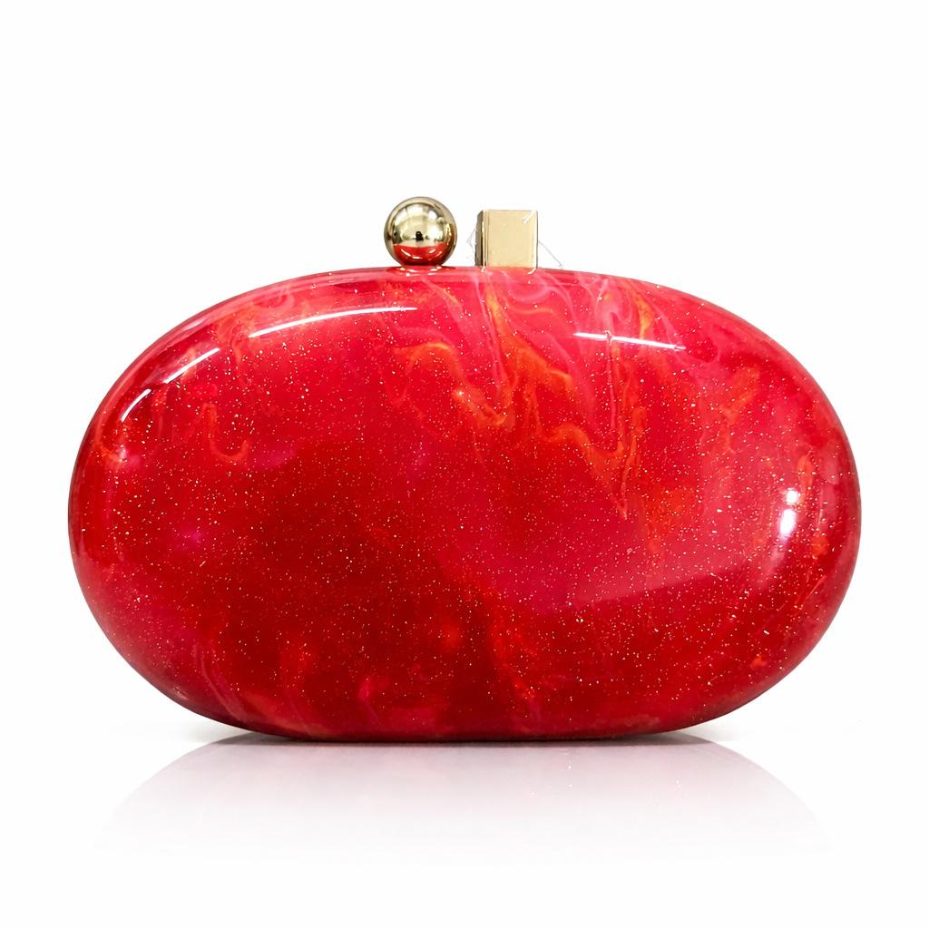 

Women S Bag Acrylic Dinner Bag Shoulder Messenger Party Light Luxury Chain Shell Hand-Held Evening Bag красный