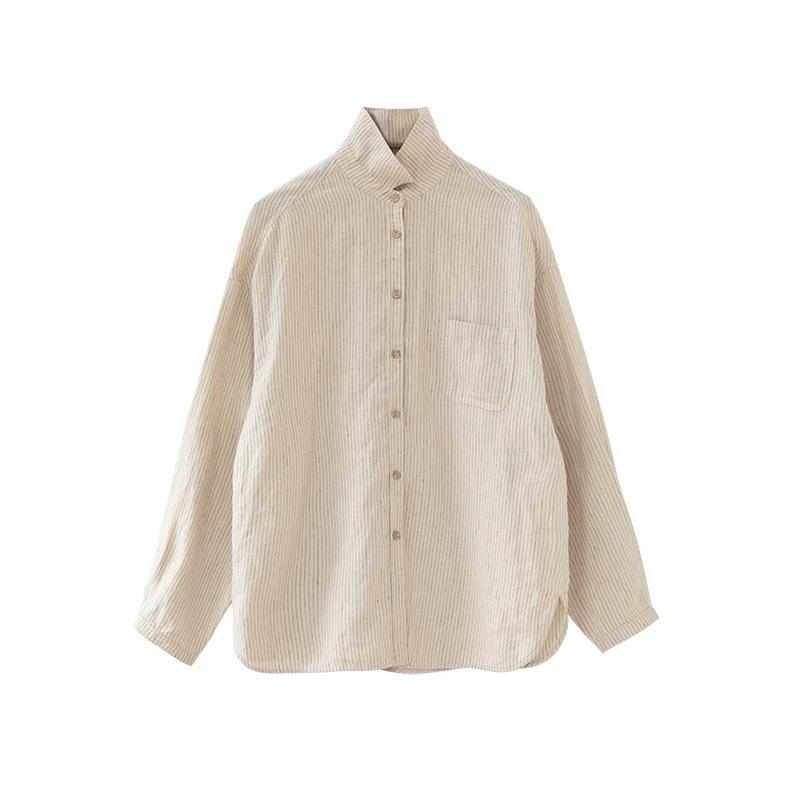 Johnature New Striped Casual Shirt Spring Summer Sun Protection Loose Fit Women Tops S