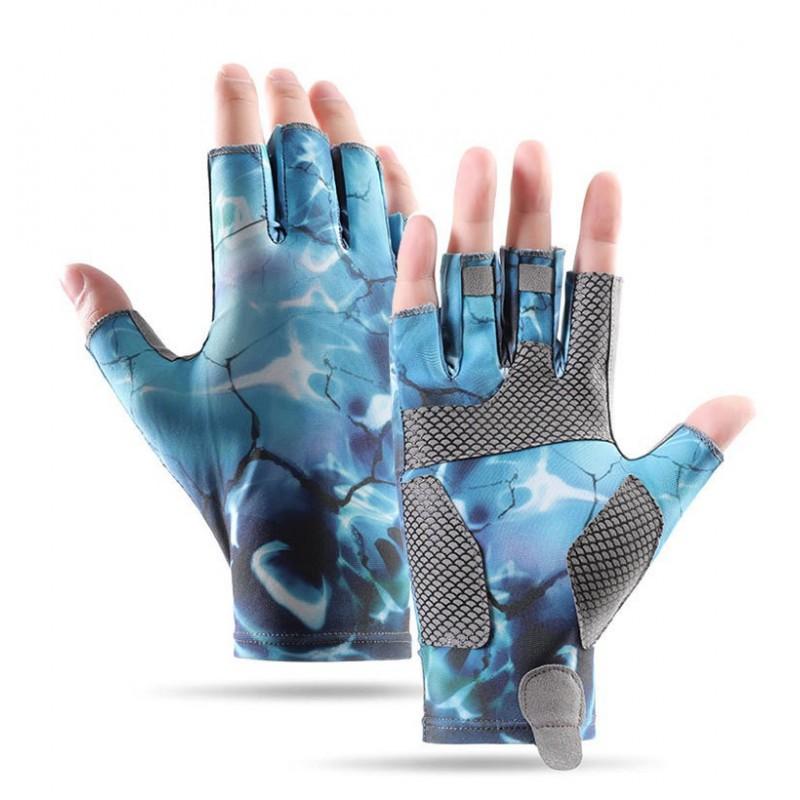 Men Women Fishing Gloves Outdoor UV Protection Anti Slip Breathable Ice Silk Half Finger Casting