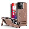 KEYSION Étui magnétique luxueux en cuir PU pour MagSafe pour iPhone 16 Pro Max, coque antichoc avec béquille pour iPhone 15 Pro Max