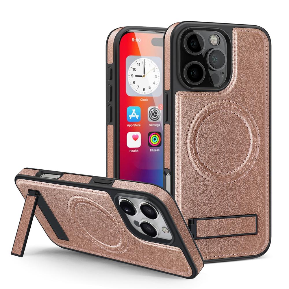 KEYSION Étui magnétique luxueux en cuir PU pour MagSafe pour iPhone 16 Pro Max, coque antichoc avec béquille pour iPhone 15 Pro Max