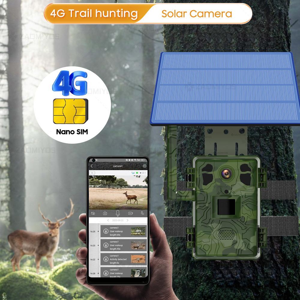 4MP 4G SIM Solar Hunting Trail PIR Motion Detection Large Capacity Battery Outdoor Night Vision Wildlife Camera