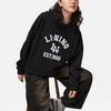 Li Ning Letter Print Crew Neck Pullover Sweatshirt Women Sweatshirt Black AWDTB46-2