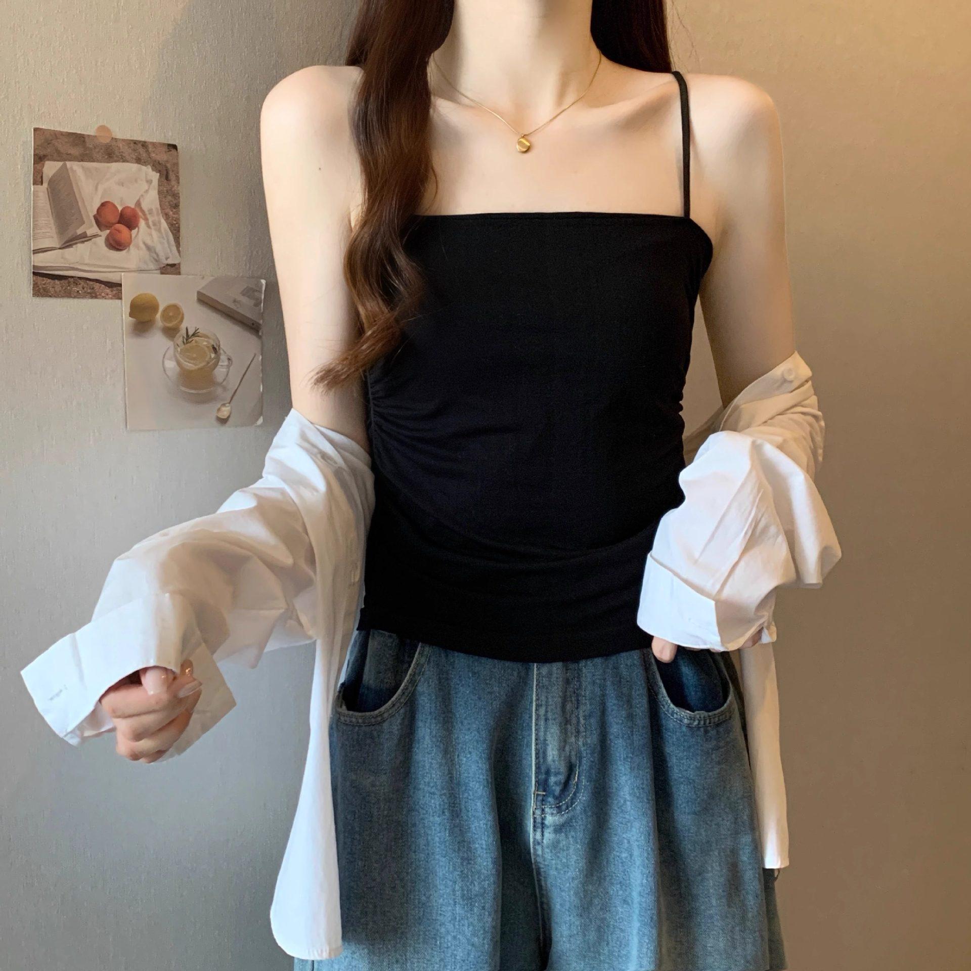 

2026 Women s Backless Camisole with Chest Pads - Stylish Summer Top One Size [Suits 75-140 Jin] чёрный