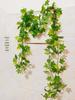 Artificial Red Maple Leaves Pothos Vine: Wall or Ceiling Hanging, Climbing Decorative Greenery
