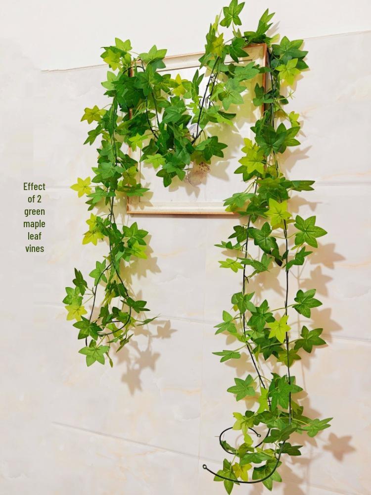 Artificial Red Maple Leaves Pothos Vine: Wall or Ceiling Hanging, Climbing Decorative Greenery