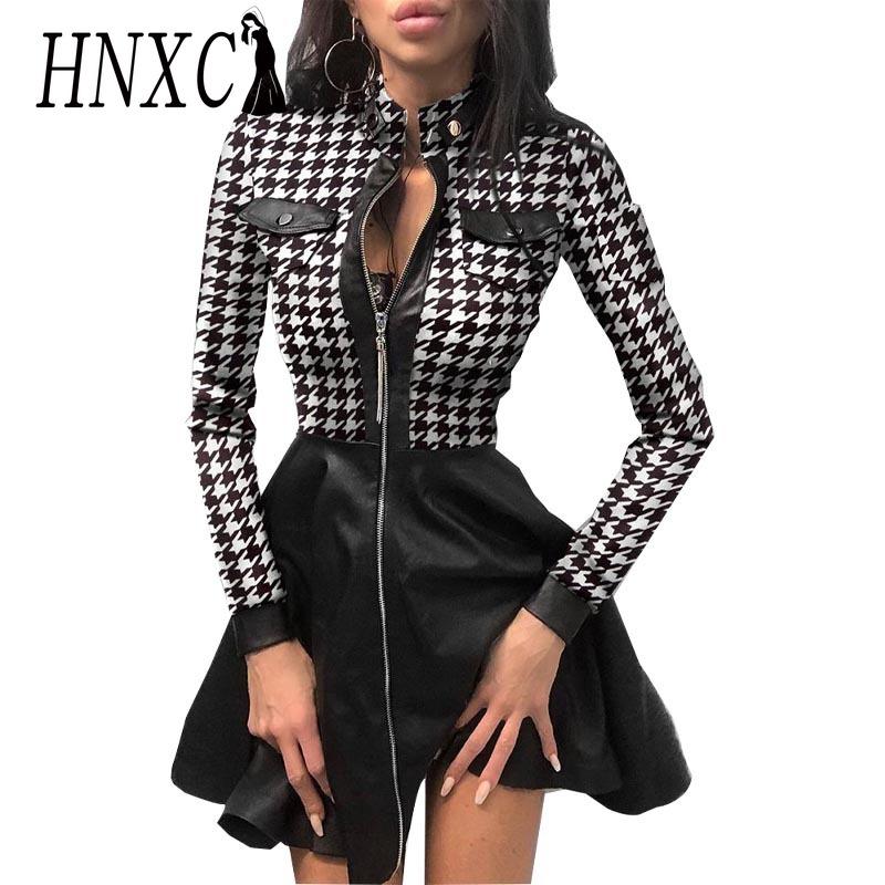 

HNXC Женская мода осень-зима повседневные платья с длинным рукавом S чёрный