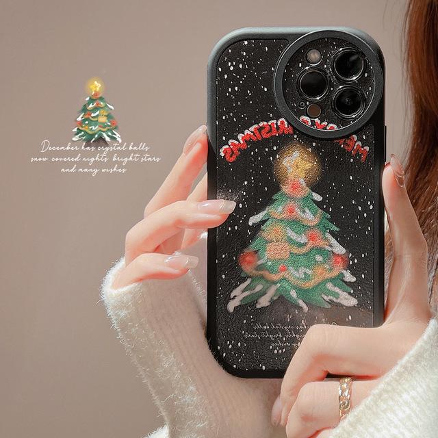 

Рождественская елка с галстуком-бабочкой из ТПУ, искусственная кожа, мягкий чехол для телефона для Iphone 14 Plus 11 13 Pro Max Xxs Xr 1144 14