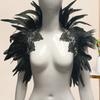 Fake Collar Gothic Style Feather Shawl Imitation Feather Hollow Out Lace Unisex Stage Show Performance Halloween Cosplay Shoulder Scarf