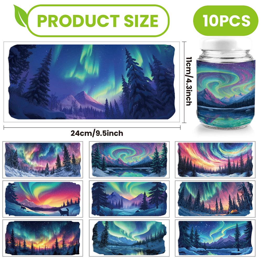 PVC DIY Heat Transfer Paper for UV Sublimation Cup Aurora Borealis 110x240mm 10 style 1pc/style 10pcs/set