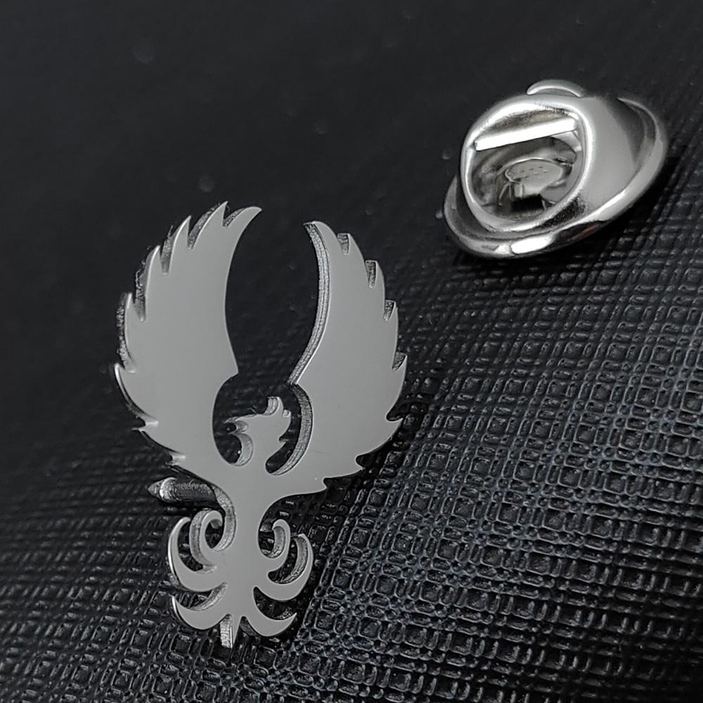 Retro Phoenix Male Brooches Gold Plated Stainless Steel Animal Lapel Pins Men's Jewelry Clothing Accessories Husband Gifts