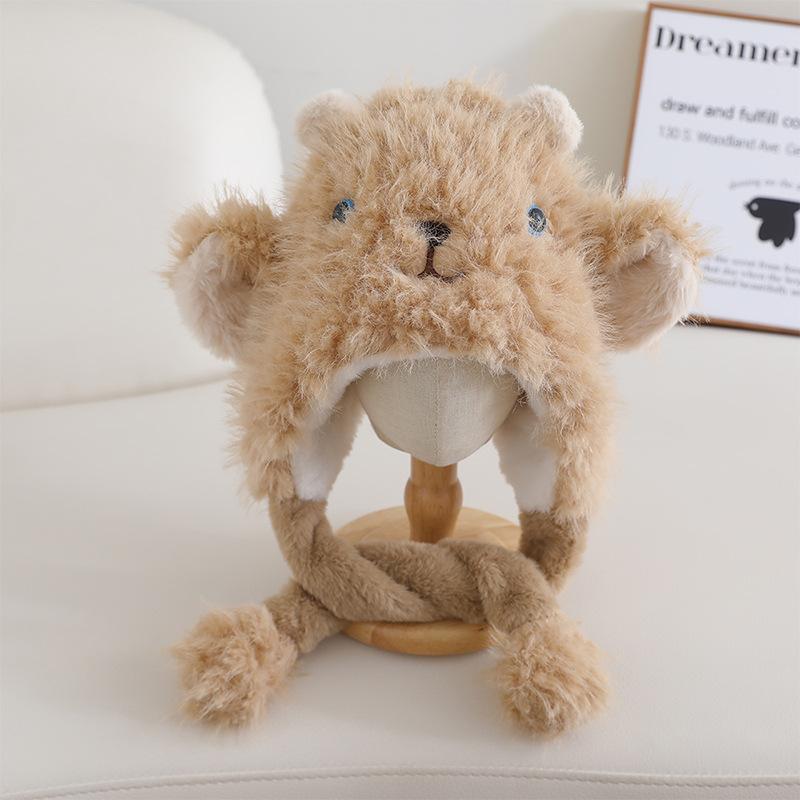 Korejský styl Zimní šála a čepice Jednodílná sada dvou kusů Roztomilé jehněčí békání Dětská teplá Ochrana uší Vlněná čepice