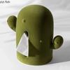 Retro Olive Green Velvet Tissue Box Desktop Ceramic Creative Napkin Paper Box Withdrawable Tissue Boxes Household Tissue Case