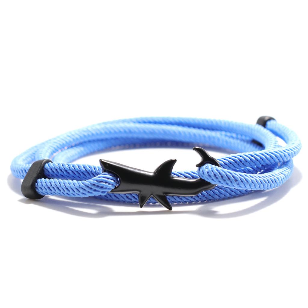 Sea Animal Shark Bracelet Men Women Multilayer Adjustable Survival Braclet Beach Jewelry Gift For Lover Good Luck Red Braslet