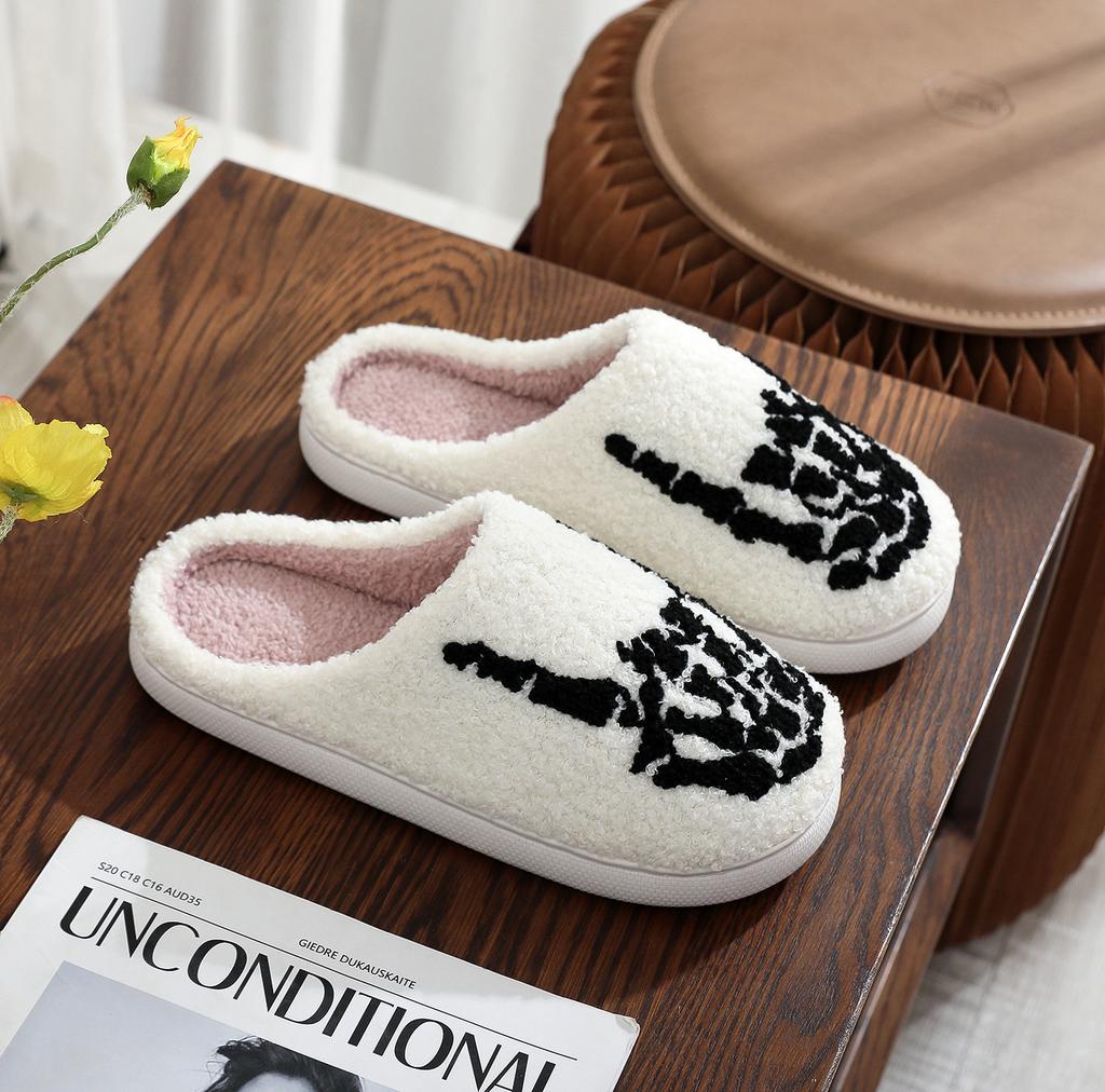 Fashion House Fuzzy Slipper Men Male Ghost Face Blue Evil Eye Home Shoes Plush Winter Warm Indoor Floor Non Slip Women Female Halloween