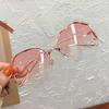 Chic Rimless Square Fashion Glasses for Women & Men - Gradient Lens Metal Frame Curved Temples