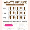 Leopard Print Press On Nails Almond 3D Embossed Removable False Nails for Women Long Stiletto 30Pcs Handmade Acrylic Nails