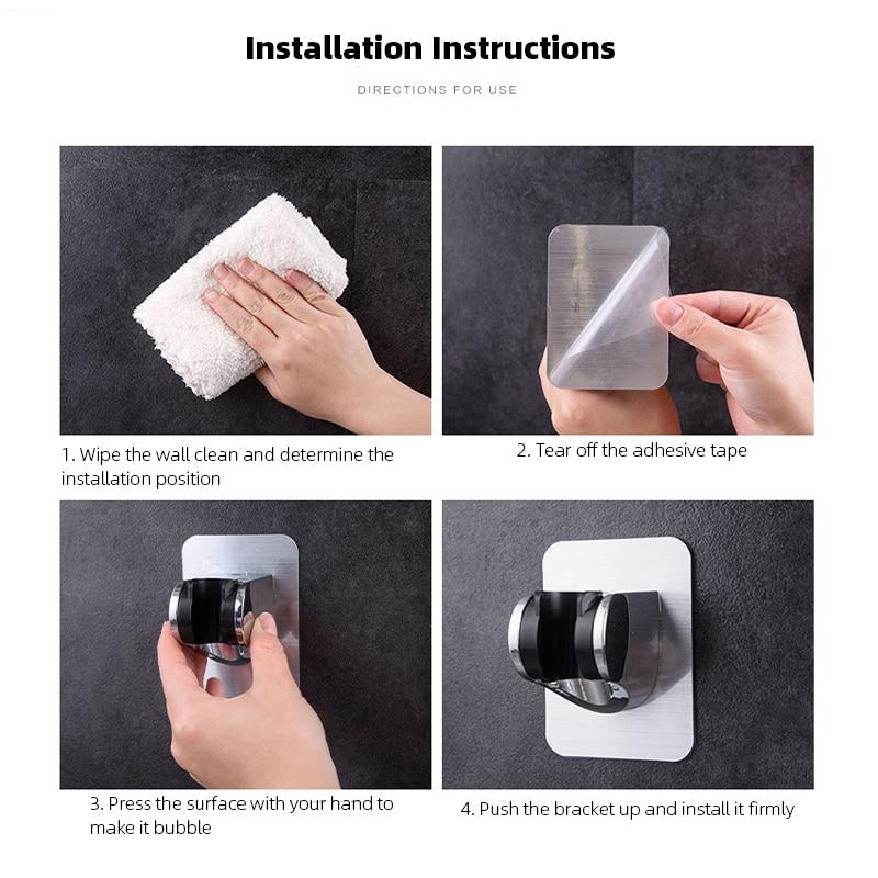 Universal Showerhead Holder Wall Mounted Punch Free Household Adjustable Shower Bracket Self Adhesive Bathroom Accessories