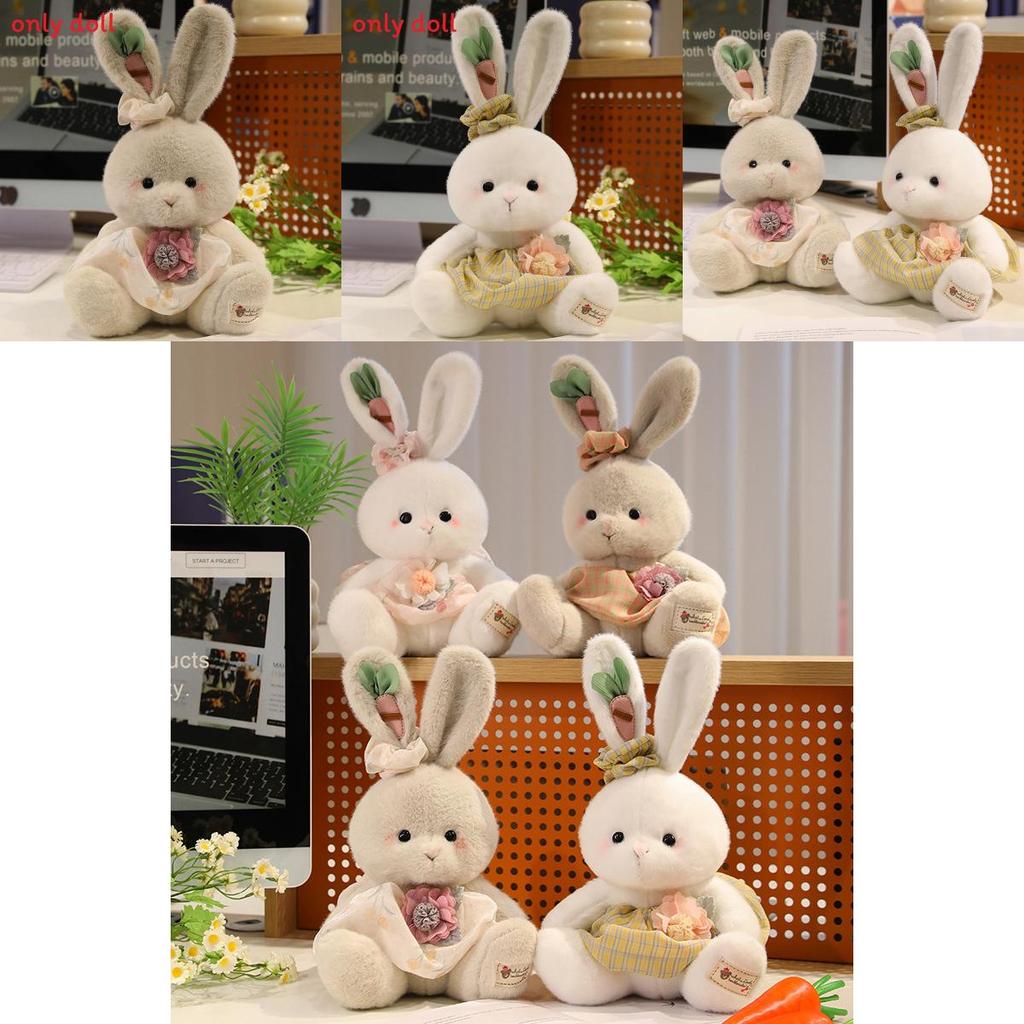 Cute Plaid Dress Cartoon Rabbit Plush Toy For Children