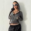 Damen Langarm Kapuzenpullover Reißverschluss Kragen Lässige Kurze Jacke Kapuzenpullover Mit Nieten Sweatshirt