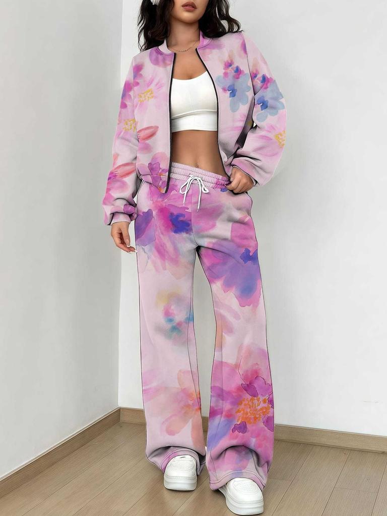 1116 New Popular Autumn and Winter New European and American Women's Clothing Flower Printing Suit Women