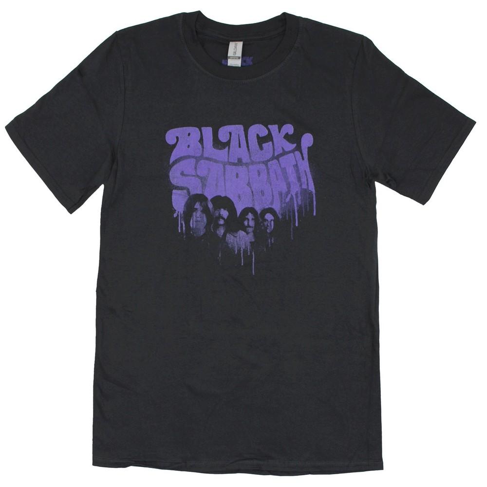 Men's Black Sabbath Faded Distressed Purple Graffiti Logo T-shirt  Black