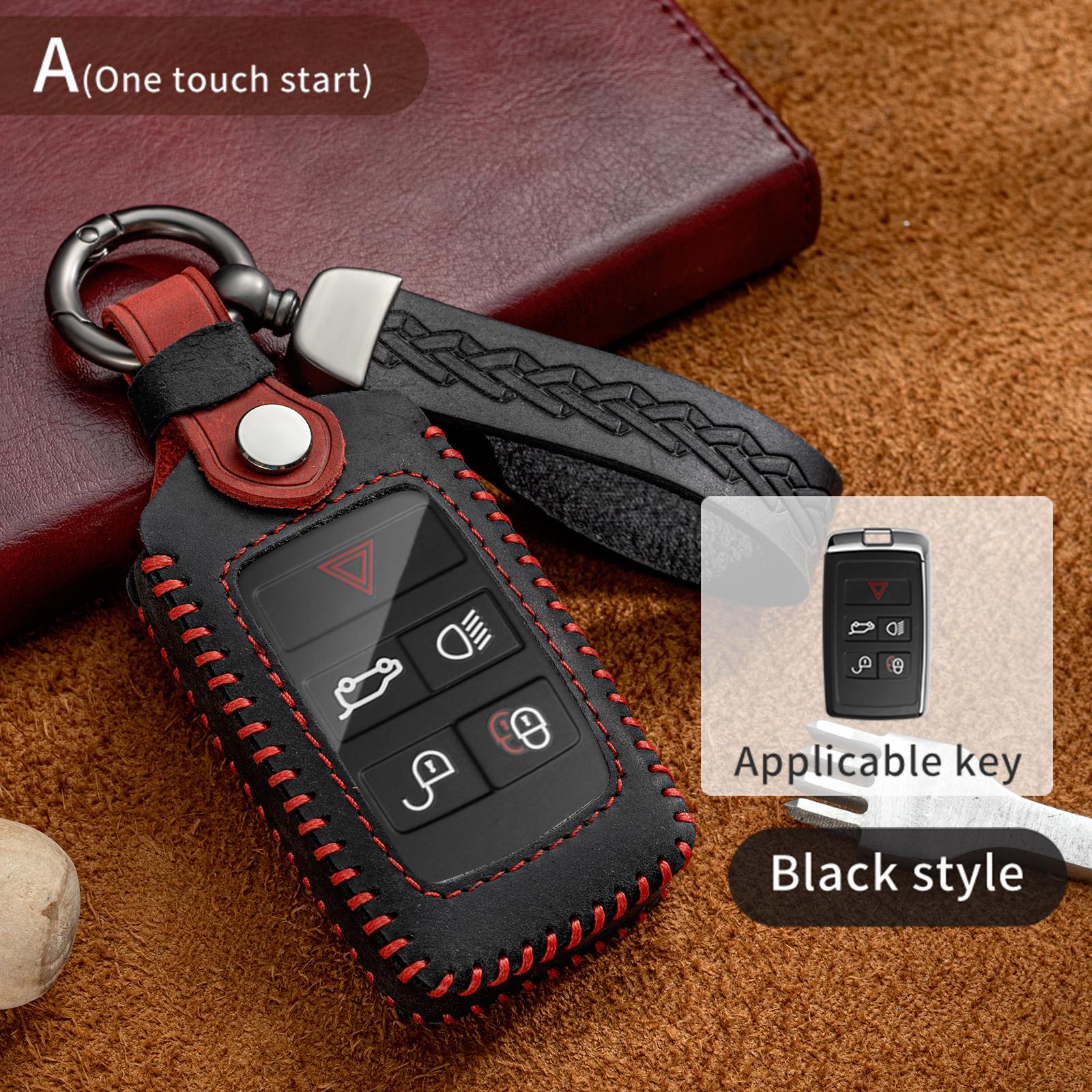

New Leather Car Key Case Remote Control Protector Cover For Land Rover Range Rover Sport Evoque Velar Discovery 5