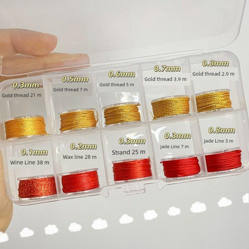 

No. 70 Jade Thread 0.3mm Carrying Strap Braided Rope Red Rope Extremely Thin Thread Beaded Bracelet Braid Rope Thread Handmade DIY Material Red line Gold Line mini color plate Suit 10 colors