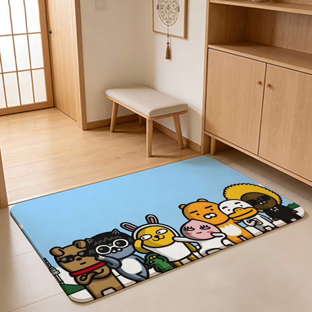 ANIME K-Kakao Friends Floor Mat Absorbent Floor Mat Non-Slip Entrance Rug for Bathrooms Restrooms and Toilets