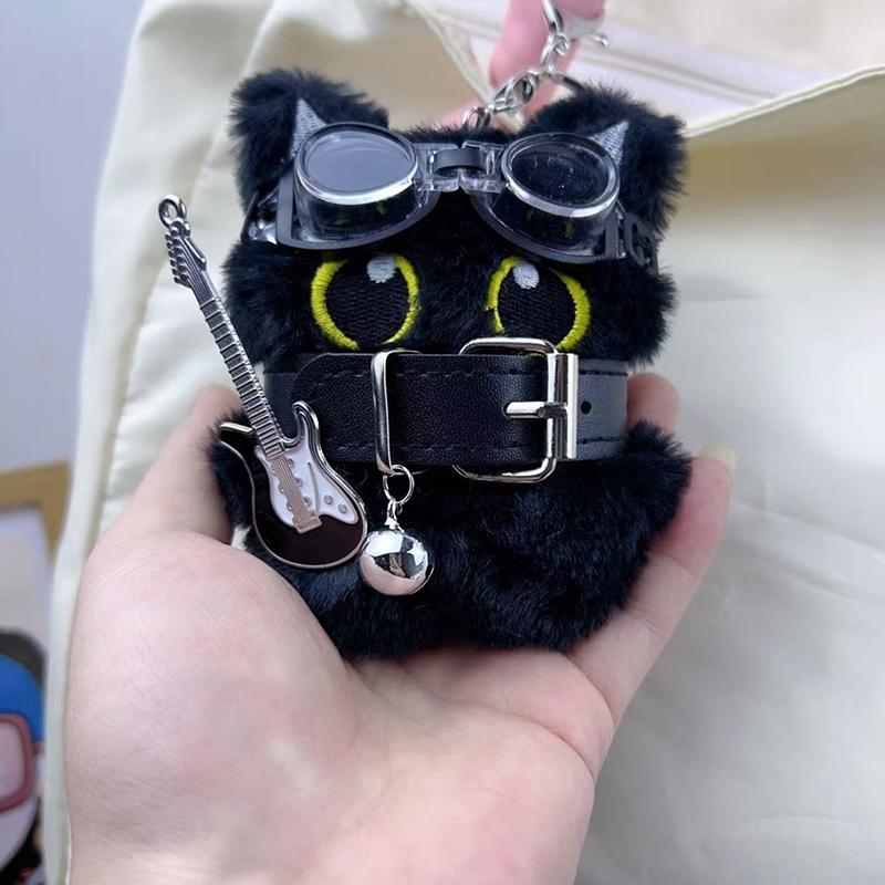 Creative Plush Little Black Cat Pendant Cute Fashion Cat Keychain Exquisite Backpack Decoration Accessories