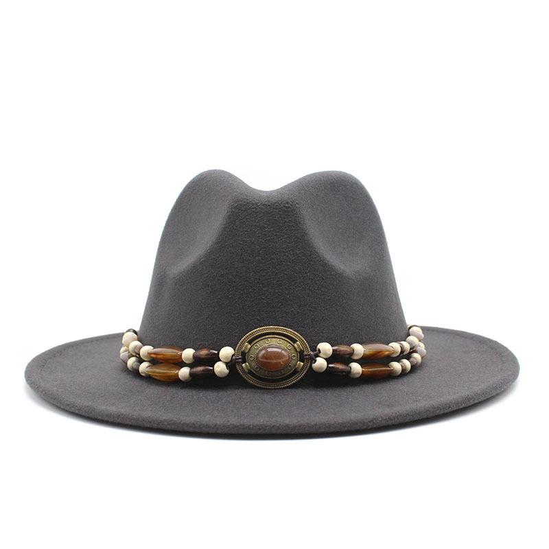 Big Eaves Wool Jazz Top Hat Women'S Casual Big Edge Felt Hat Men'S Jazz Hat 9.5Cm