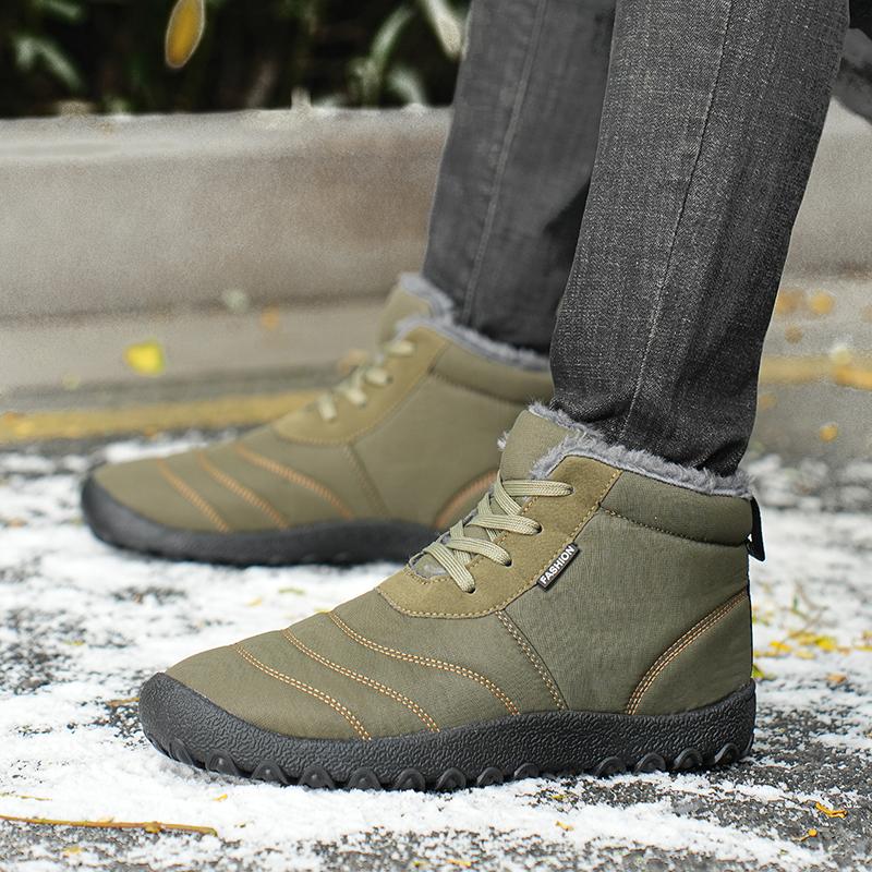 Autumn and Winter Men's Warm Cotton Boots Plus Cotton Goose Down Cotton Shoes Men's Snow Boots Thick Warm Shoes