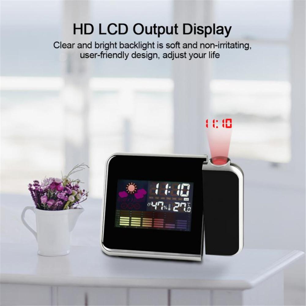 Swivel Projection Alarm Clock Weather Station Thermometer Temp Humidity Monitor