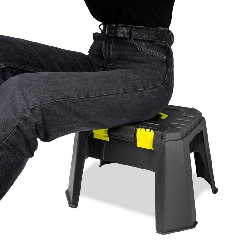 Seat Stool Up To 150 Kg with Storage Compartment Mobile WMC Tool Box