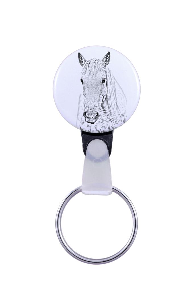 Camargue Horse - unique keychain with a horse picture, handmade product, light and handy pendant from Art-Dog brand