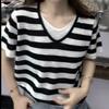 Two-piece V-neck Short-sleeved Summer Women's Loose-fitting Slimming Thin Style Cover-up Sleeveless T-shirt Top Knitted Sweater