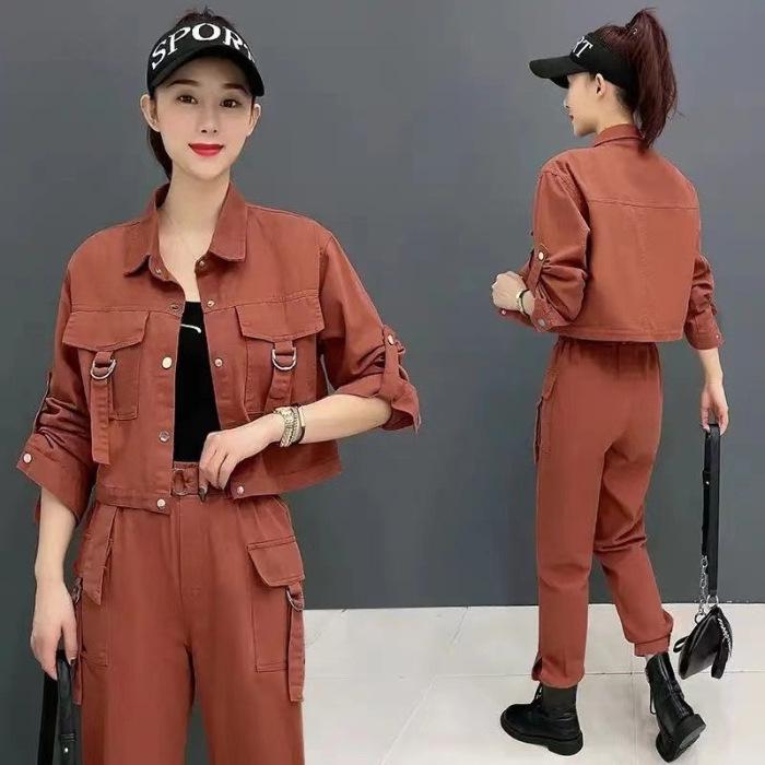 Women's Trendy Slimming Two-Piece Petite Workwear Set for Spring and Autumn