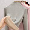 Autumn and winter women's clothing containing wool and silk bottoming shirt women's inner heating fleece warm turtleneck top with fleece and thicker