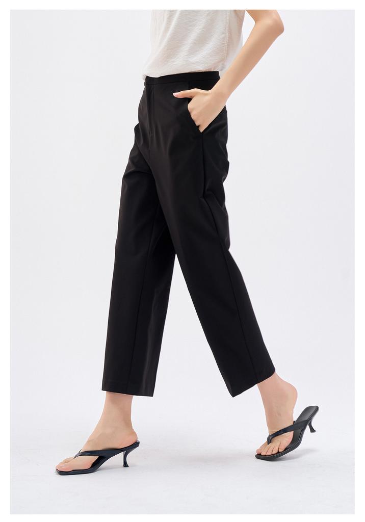 OL Texture Commuter Nine-point Wide Leg Casual Pants for Women