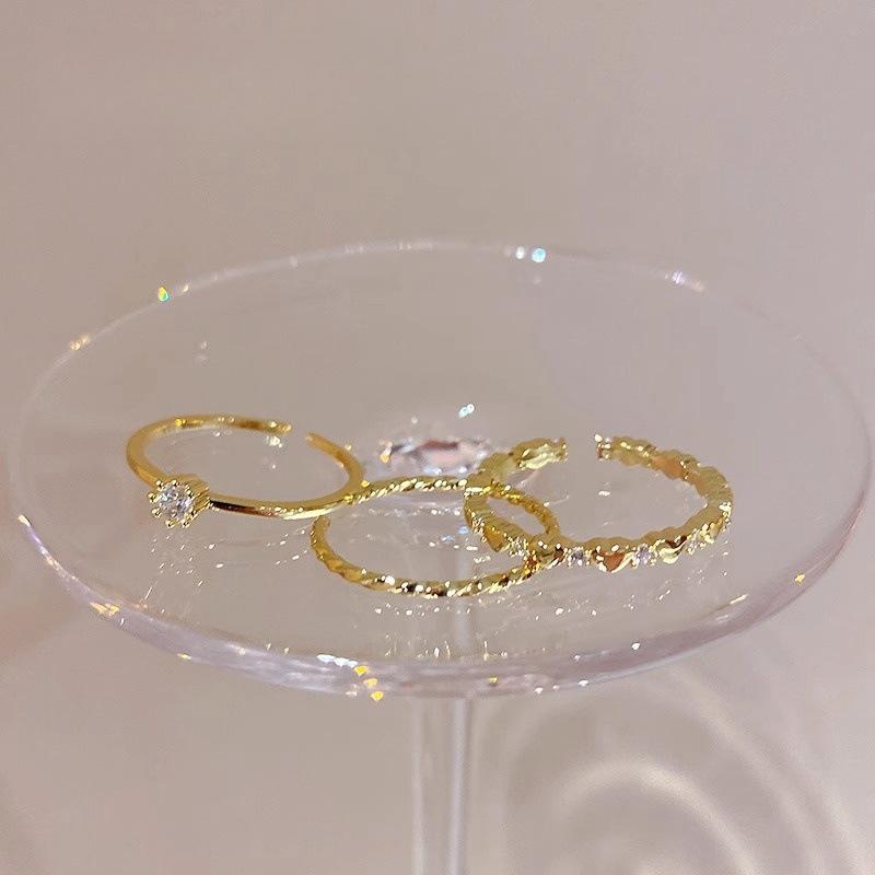 Ins Wind Zircon Plain Ring, Personalized Design, Light Luxury Open Ring, Jewelry Tide