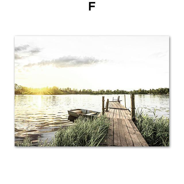 Löwenzahn Sonnenblume Gänseblümchen See Wand Kunst Leinwand Malerei Nordic Poster und Drucke Landschaft Wand Bilder für Wohnzimmer Dekor