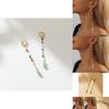 Unique Geometric Natural Stone Earrings With Colorful Chain Details Perfect For Street Style