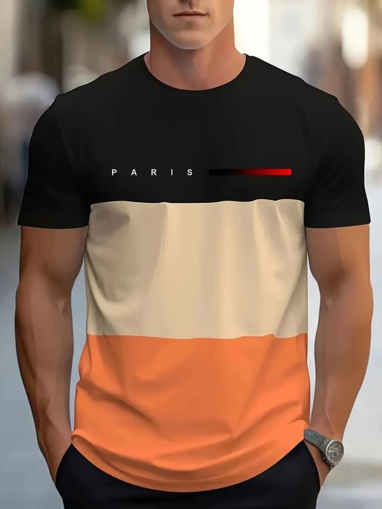 Summer Simple Print Men's Clothing Fashion Loose Men's T-Shirt Summer Outdoor Breathable Men Top New Round Neck Men Short Sleeve