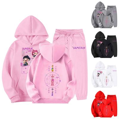 Children's Casual Fashion Hooded Pullover, Printed Loose Hoodie And Casual Pants Two-piece Set