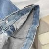 High-Waist Straight Jeans für Damen 2021: Samtverdickte, schmal geschnittene Neun-Punkt-Haremshose für Herbst/Winter