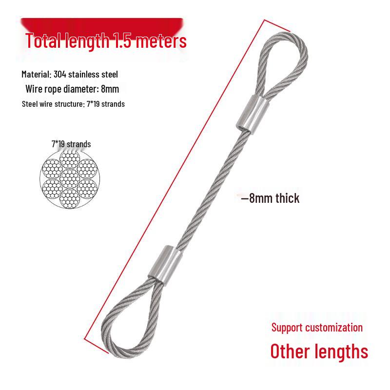 Rust-Proof, Wear-Resistant Steel Wire Rope with Aluminum Head - High Load-Bearing, Corrosion-Resistant, Thickened for Outdoor Industrial Safety