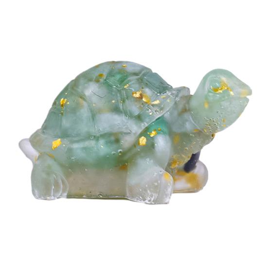 Mini Krystall Skilpadde Statue Reiki Stein Skilpadde Figur Amulett Skilpadde Fengshui Skulptur for Hjemmekontor Skrivebord Hylle Dekorasjon