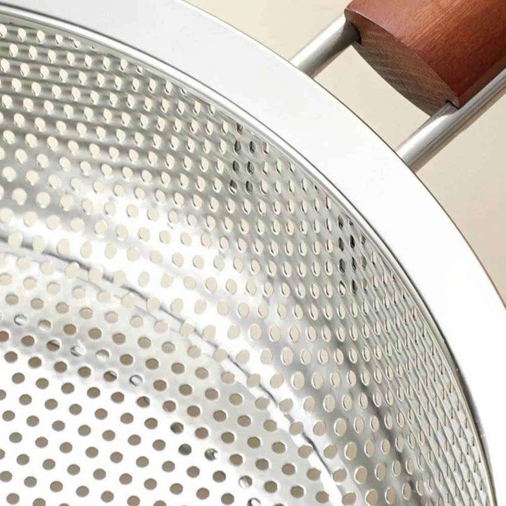 Wooden Handle Fine Mesh Strainer Easy To Clean Stainless Steel Colander For Kitchen Cooking