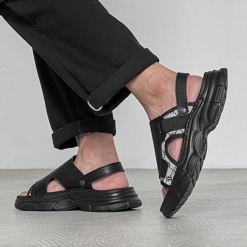 Herrensandalen Sommersandalen tragen rutschfest und desodorierend weiche Sohle neue Strandschuhe 471212 schwarz-J