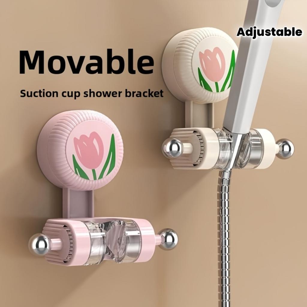 1-3 Shower Head Holders, Bathroom Non-Perforated Suction Cup Type Movable Shower Head Holder, 360° Adjustable Self-Adhesive